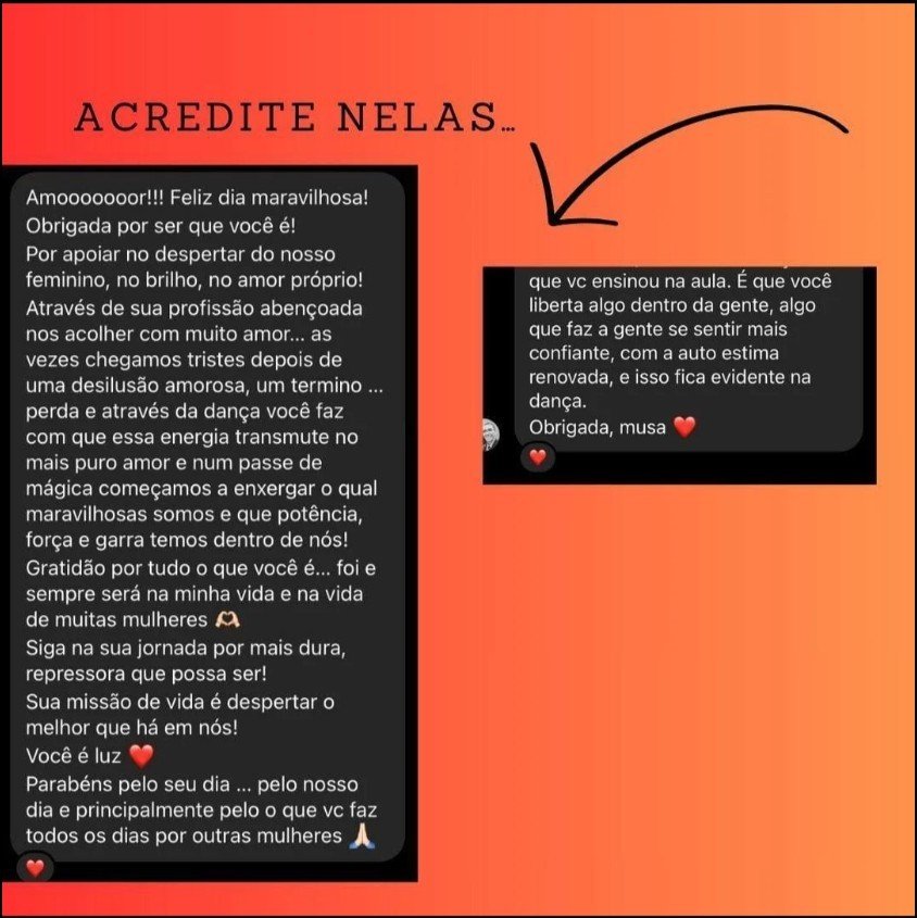 Depoimento e prova social do curso de dança com Carol Siqueira